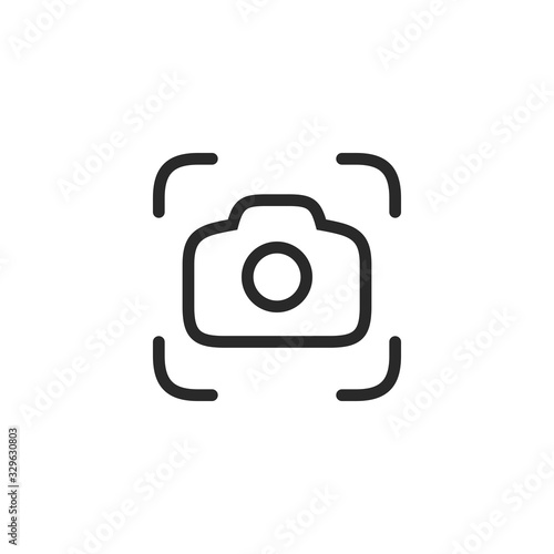 Camera Icon in flat style isolated on white background. Scanning camera glyph