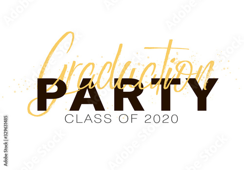 Graduation label. Vector text for graduation design, congratulation event, party, high school or college graduate. Lettering Class of 2020 for greeting, invitation card