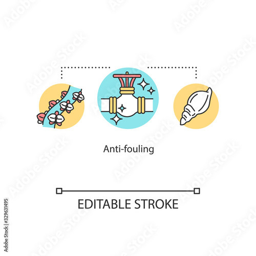 Anti fouling concept icon. Chemical coating to prevent pipe damage. Water vessel pipeline protection idea thin line illustration. Vector isolated outline RGB color drawing. Editable stroke