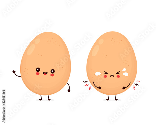 Cute happy and sad cry chicken egg