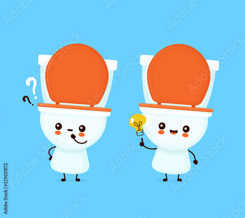 Cute happy smiling toilet bowl with question mark
