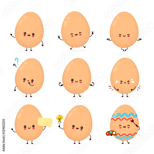 Cute happy chicken egg set collection