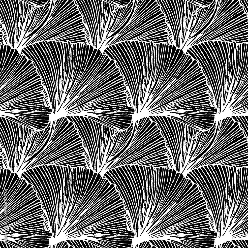 Obraz premium Vector seamless pattern with hand drawn striped leaves