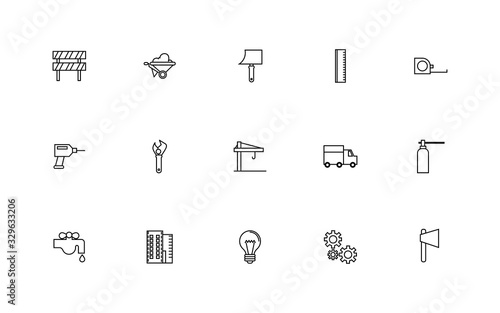 bundle of construction set line icons
