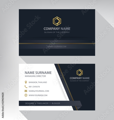 Business card in modern luxury style black gold white