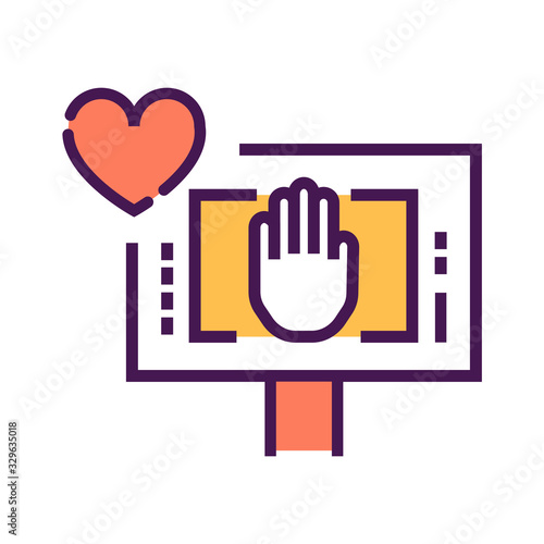 Non violent resistance line color icon. Anti war movement. Peaceful protest. Pictogram for web page, mobile app, promo. Editable stroke.