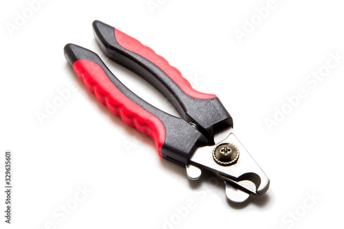 Scissors for cutting nails of an animal isolated on white