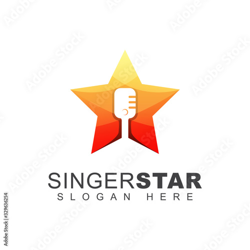 modern color singer star gradient logo design vector template