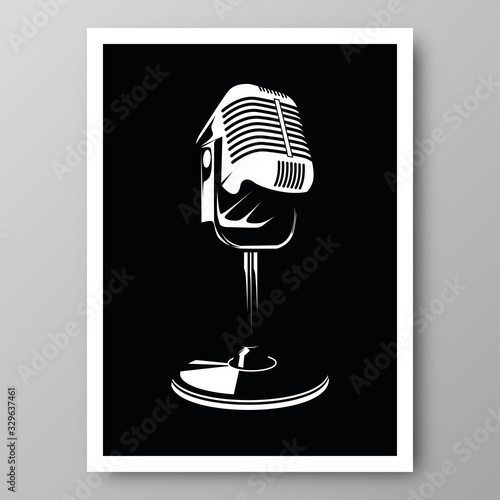Vector Illustration of microphone with vintage style