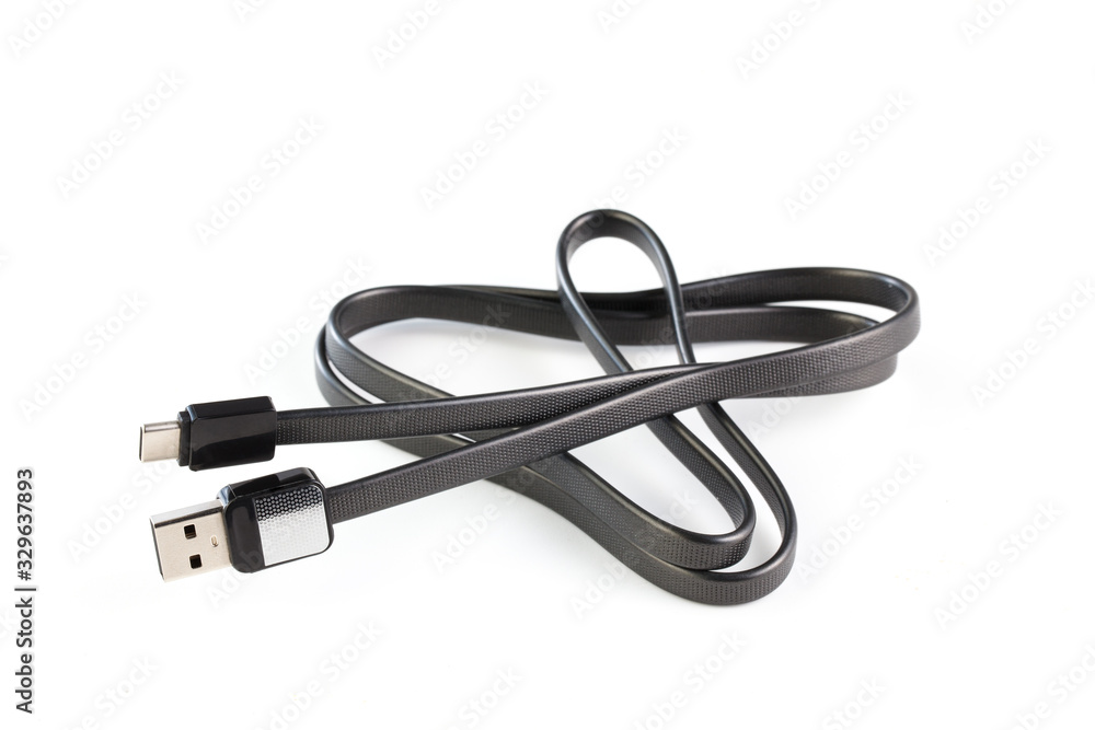 Naklejka premium USB type c Data & Power Cable isolated on White Background. Close up