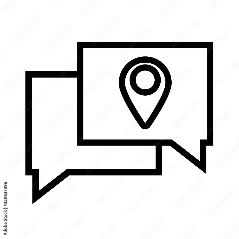 speech bubbles with pin pointer location line style icon speech bubbles with pin pointer location line style icon