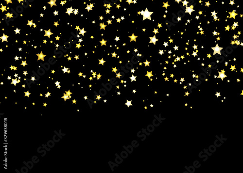 Gold Star Vector. Shine confetti pattern. Vector