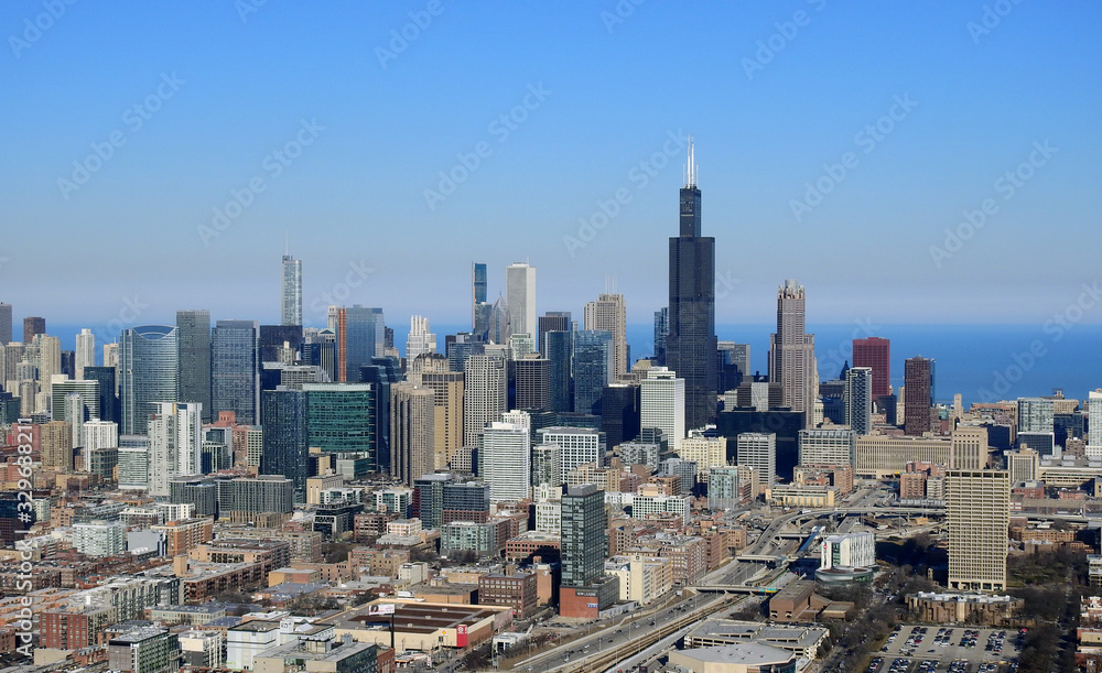 Fototapeta Chicago Skyline Aerial