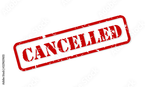 Cancelled rubber stamp vector concept for many events cancelled due to COVID-19