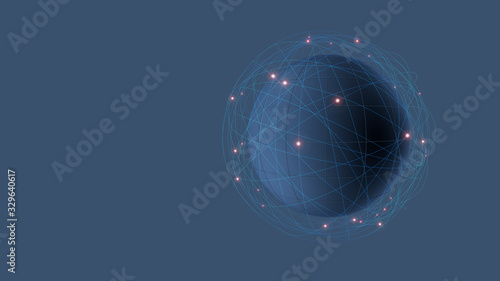 Planet monitoring. Networking satelites in orbit. 3D illustration. Vernetzte Sateliten im Orbit. Vernetzte Überwachung Welt. photo