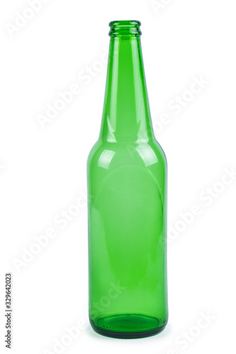 Empty green beer bottle