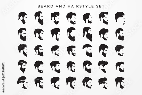beard and hairstyle set