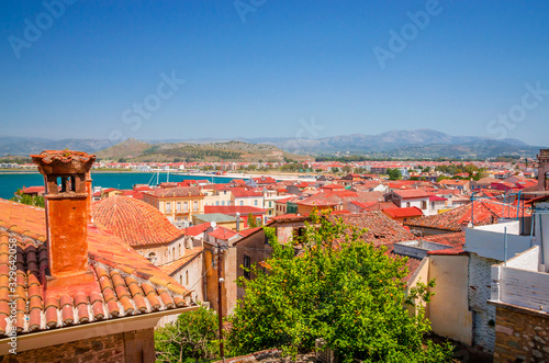 Panoramic view on beautiful city Nafplio, Greece photo