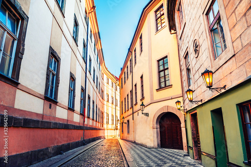Street with old buildings in Old Town of Prague  Czech Republic. Famous travel destination