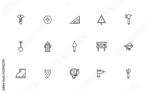 bundle of construction set line icons