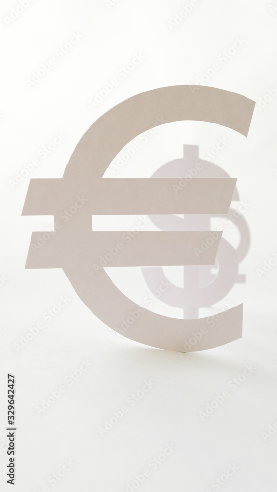 Obraz premium Badges of the currency, cut out of paper. The concept of devaluation of the ruble.