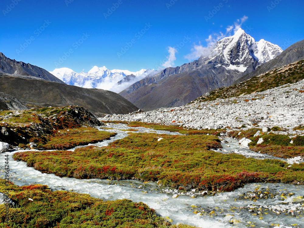 Himalayas Everest region mountains landscape Himalayas Everest region mountains landscape
