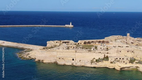 Famous Fort Rikasoli in Kalkara Malta from above - aerial photography photo