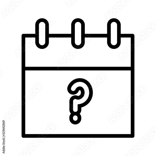 calendar with interrogation symbol line style