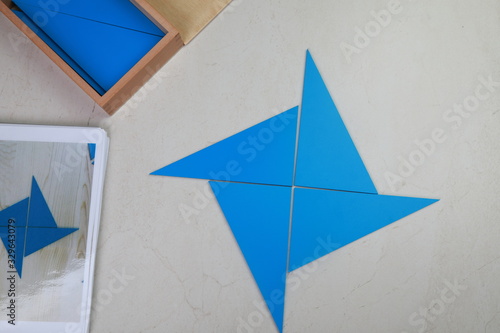 montessori material sensory blue triangles