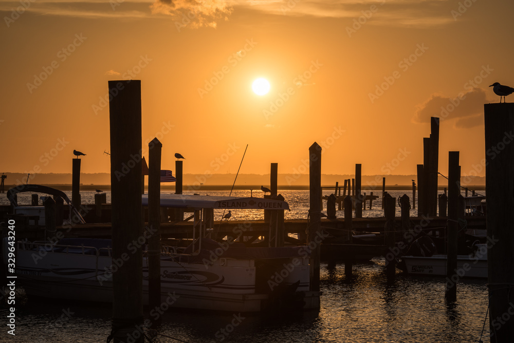 sunset over river