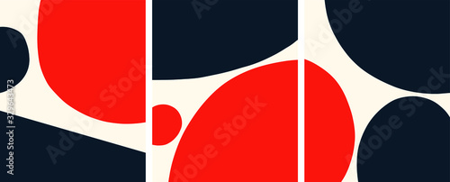 Abstract scandinavian minimal temlates bauhaus Blue and Redcolor palette
