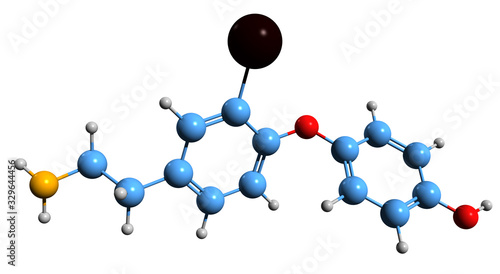 3D image of 3-Iodothyronamine skeletal formula - molecular chemical structure of  endogenous thyronamine isolated on white background photo