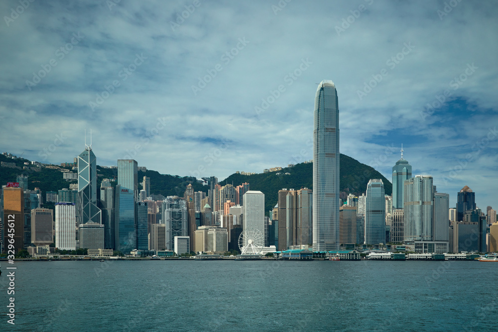  China, Hong Kong, 08/17/2017. View from the promenade Alley of stars to the other side