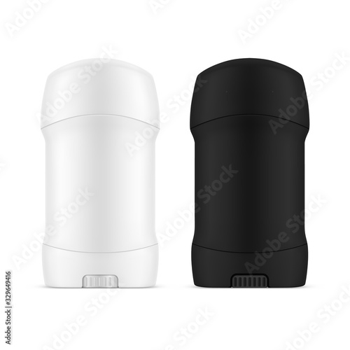 Black and white realistic antiperspirant, deodorant package