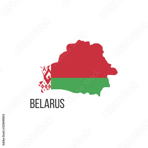 Belarus flag map. The flag of the country in the form of borders. Stock vector illustration isolated on white background.