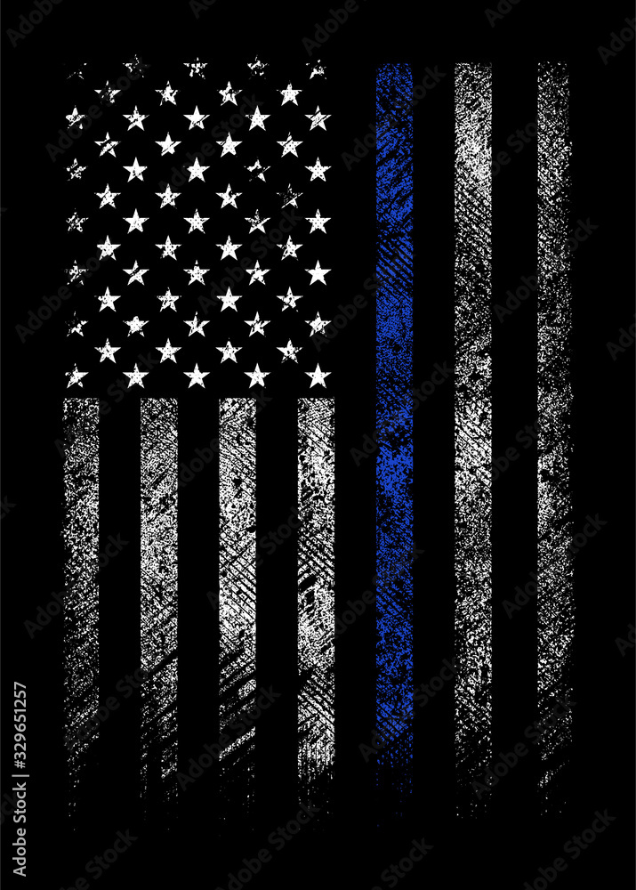 grunge usa police flag with thin blue line vector design Stock Vector |  Adobe Stock
