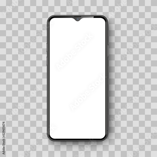 Realistic Smartphone isolated on transparent background. Phone template. Vector