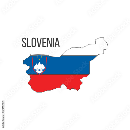 Slovenia flag map. The flag of the country in the form of borders. Stock vector illustration isolated on white background.