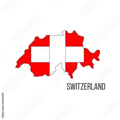 Switzerland flag map. The flag of the country in the form of borders. Stock vector illustration isolated on white background.