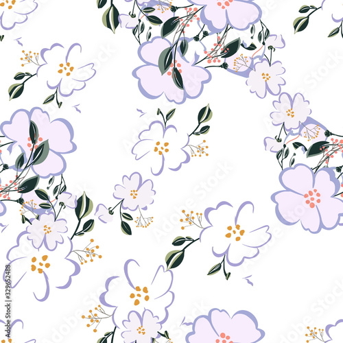 Fashionable cute pattern in nativel flowers. Floral seamless background for textiles  fabrics  covers  wallpapers  print  gift wrapping or any purpose.