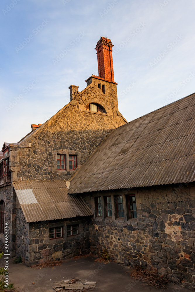 Fototapeta premium Old Bratslav water mill with power station in Nemyriv, Ukraine