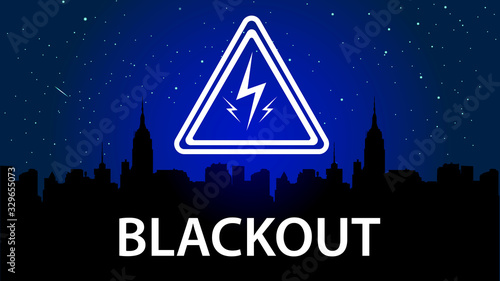 Blackout sity sign and icon. Power outage post.City vector illustration