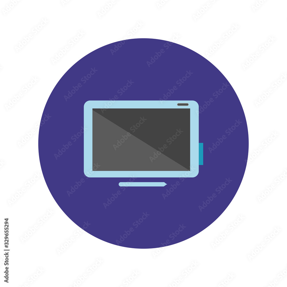 tablet with pencil block and flat style icon tablet with pencil block and flat style icon