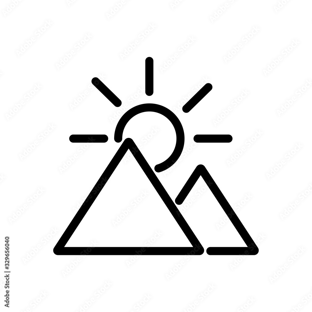 mountains with sun scene line style mountains with sun scene line style