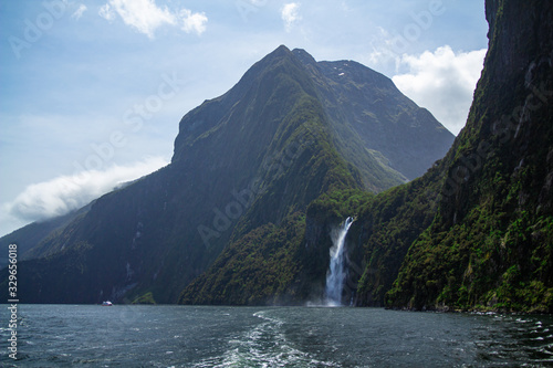 Stirling Falls in Milford Sound, part of Fiordland National Park, New Zealand © Jon