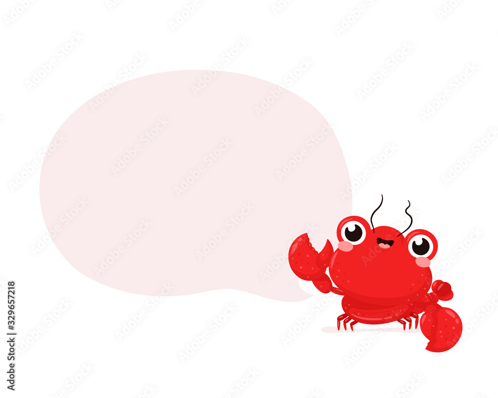 Cute happy smiling lobster with speech bubble Cute happy smiling lobster with speech bubble