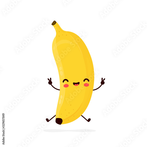 Cute happy smiling banana fruit