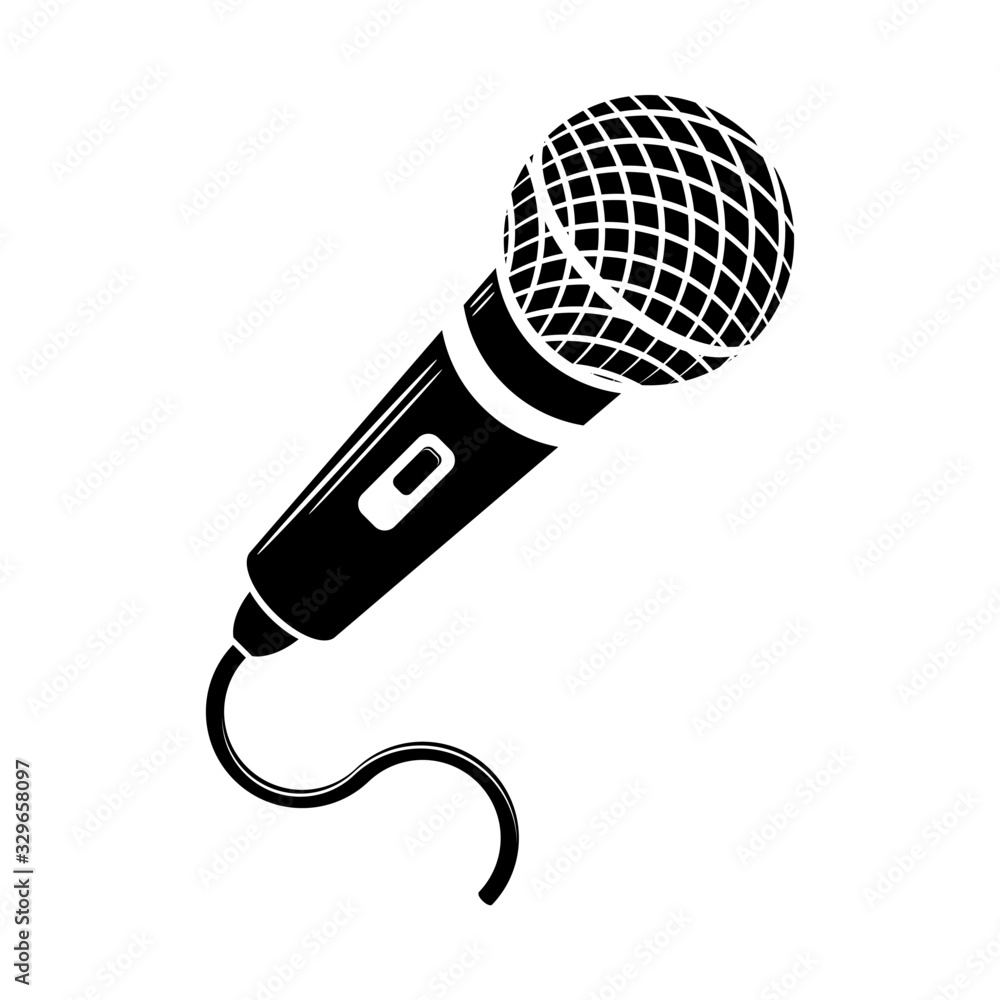 Retro Microphone Icon Isolated on White Background. - obrazy, fototapety, plakaty 