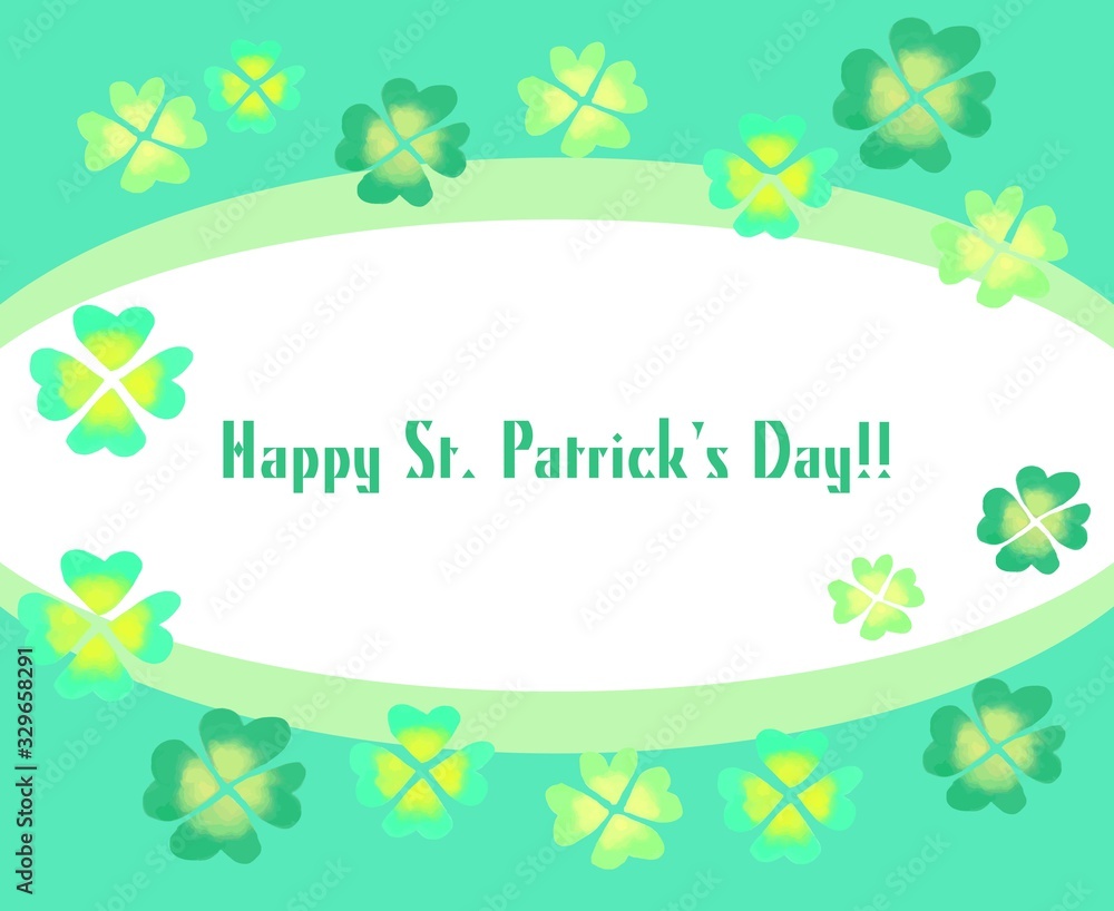 St patricks day banner poster with soft green colors. Clover shamrocks in watercolor texture. Vector illustration design. St patricks day banner poster with soft green colors. Clover shamrocks in watercolor texture. Vector illustration design.