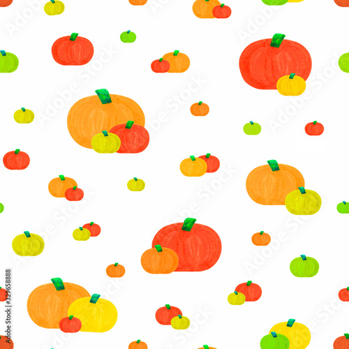 watercolor set of multicolored pumpkins